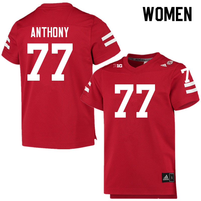Women #77 Hunter Anthony Nebraska Cornhuskers College Football Jerseys Sale-Scarlet - Click Image to Close